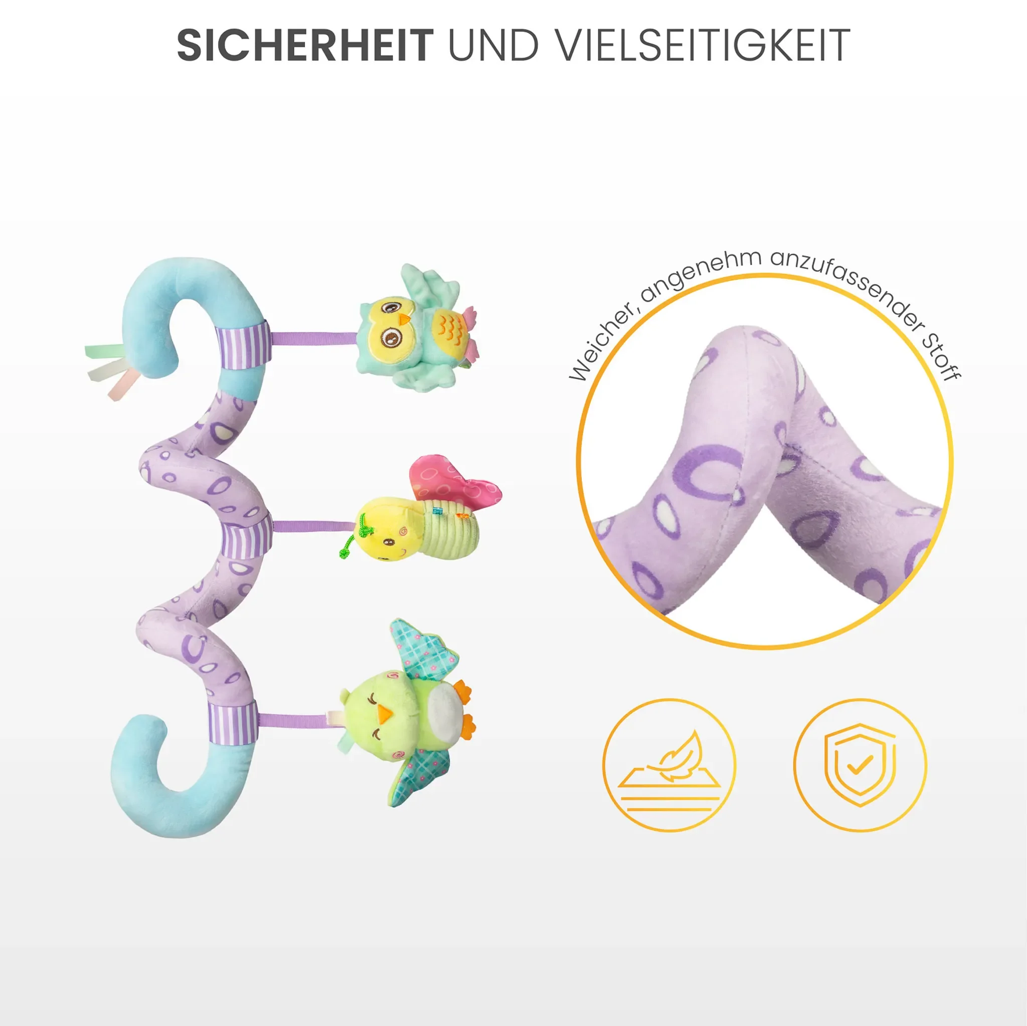 SENSILLO - Kinderwagen Spielzeug Babys, Kinderwagenkette, Spirale Spielzeug, Dino